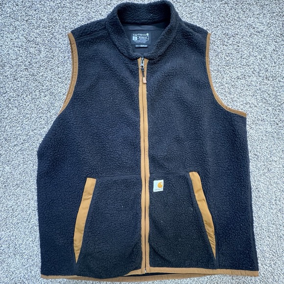 Carhartt Other - Men's Carhartt Textured Fleece Vest Size L‎ Full Zip Black Jacket Work OV4995-M